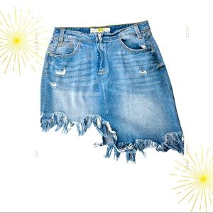 Papaya  High Rise  Distressed Denim Skirt Sz S